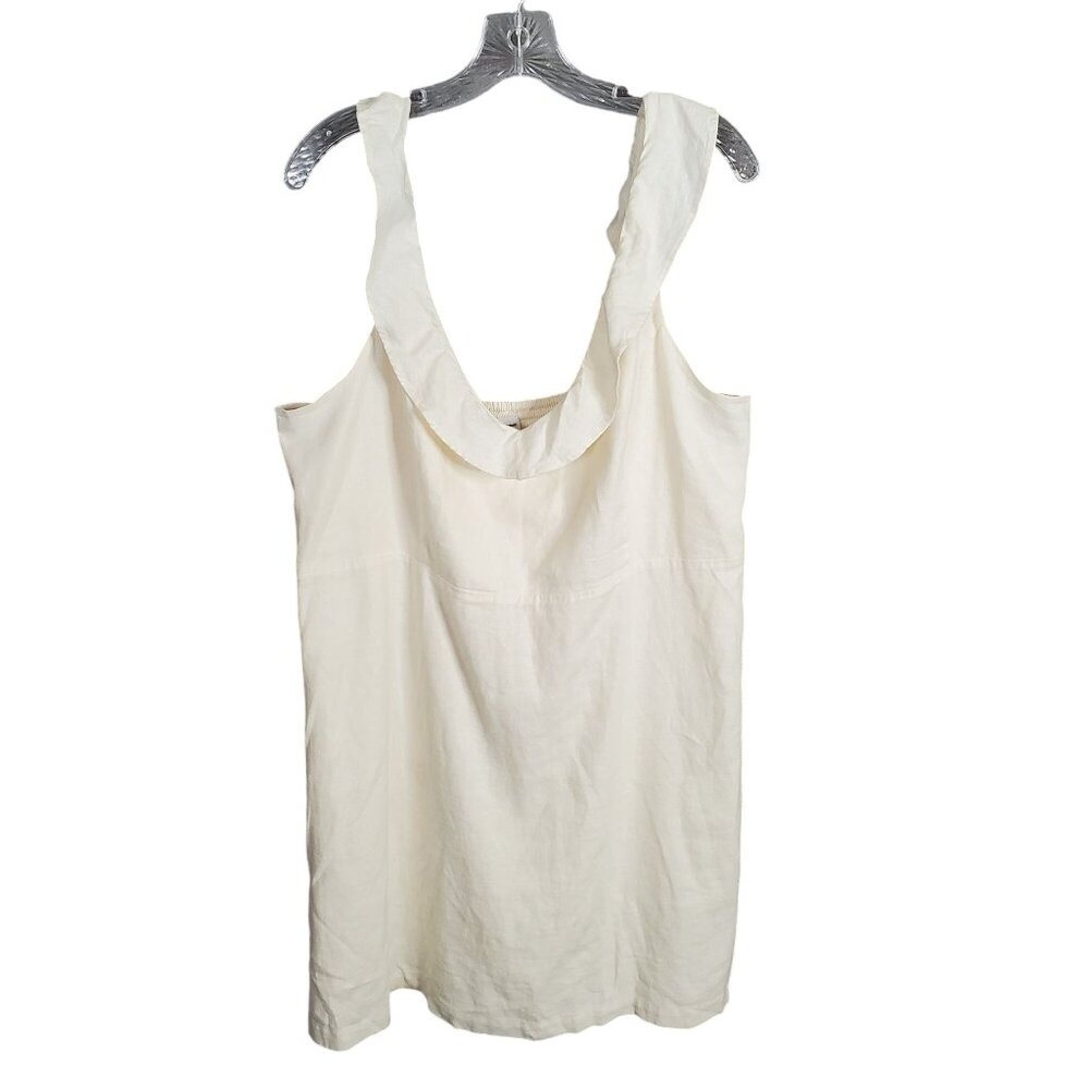 Old Navy Size XL Dress Ruffle Tank Smocked Back Linen Blend Knee Beachy Summer - Picture 2 of 8